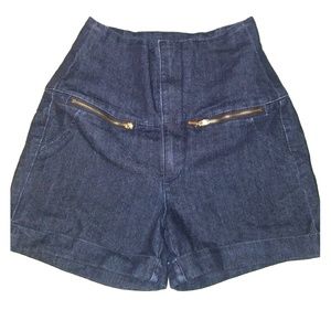High-waisted denim shorts
